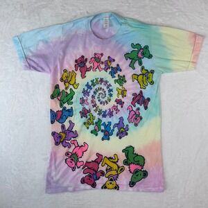 Grateful Dead Dancing Bears Spiral Tie Dye T-Shirt Small Tultex 241 Pastel